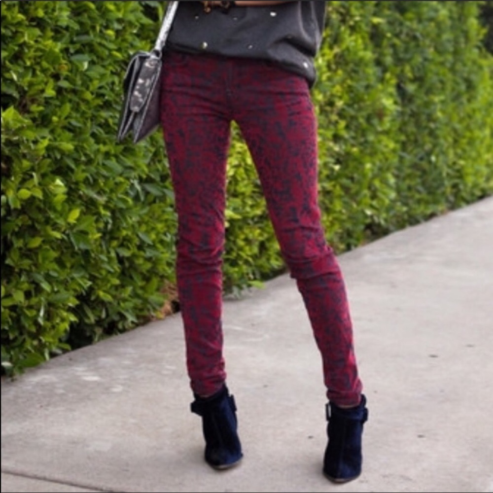 J Brand red velvet skinny pants, size 24